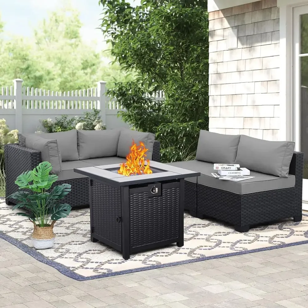 Outdoor Furniture With Fire Pit - 5-Piece Outdoor Patio Furniture Set with