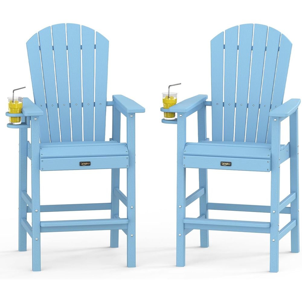 Adirondack Chair Wood - Set of 2 Durable Weather-Resistant Plastic