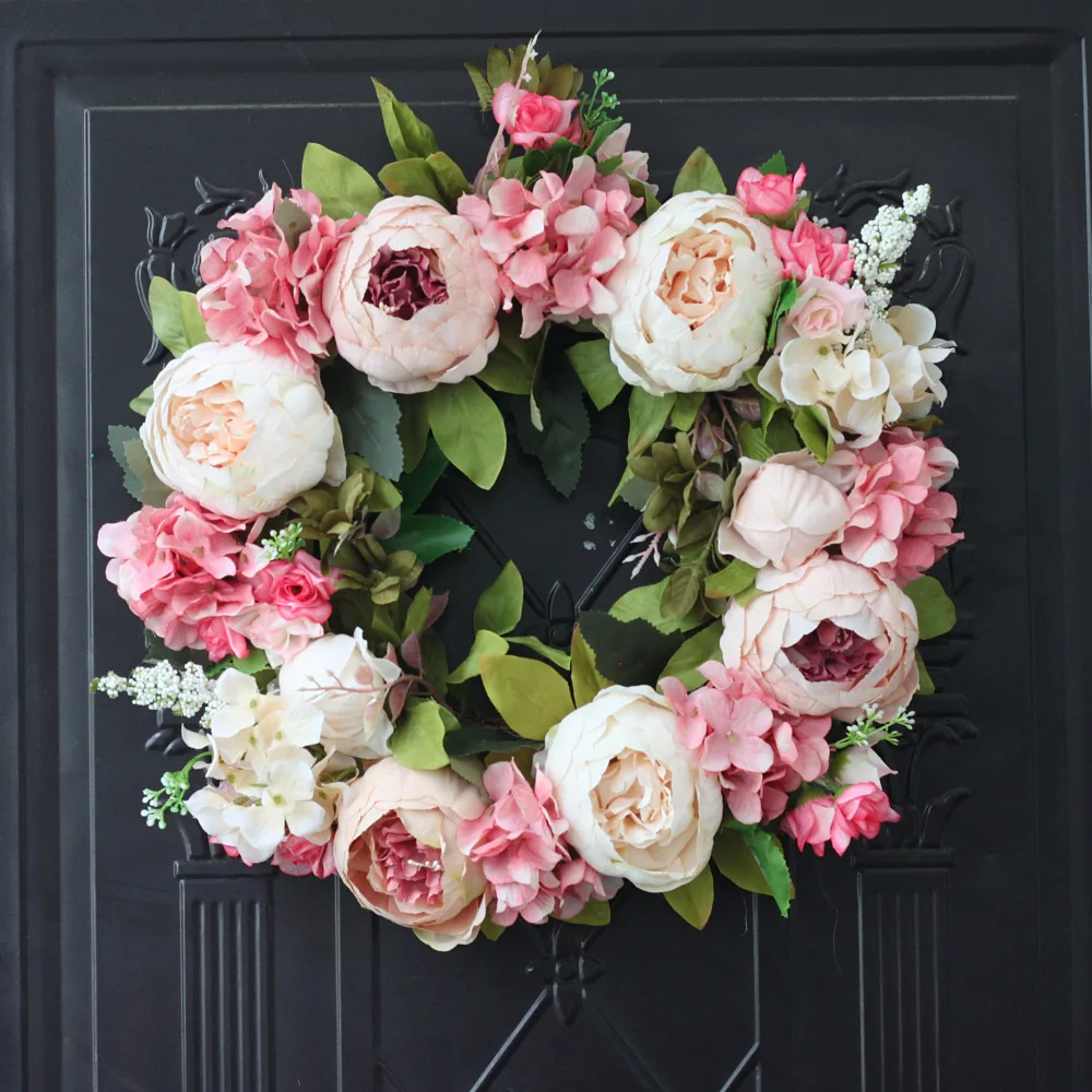 Outdoor Furniture Sale - Artificial Peony Wreath Garland Rattan Home