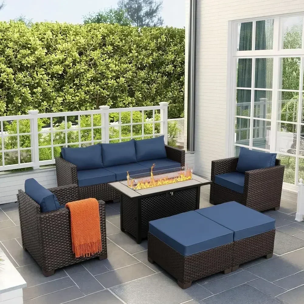 Outdoor Furniture With Fire Pit - 6-Piece Outdoor Patio Furniture Set with