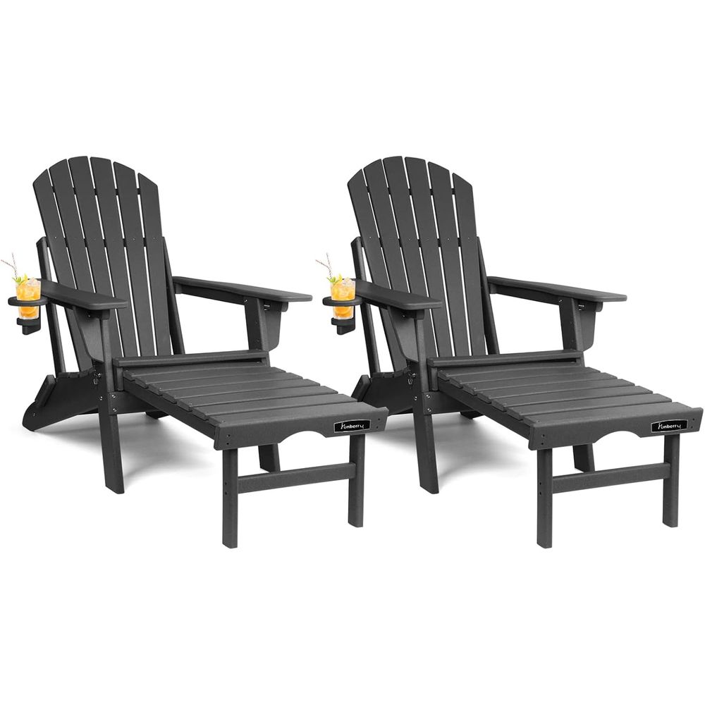 Adirondack Chair Wood - Set of 2 Adjustable Outdoor Adirondack