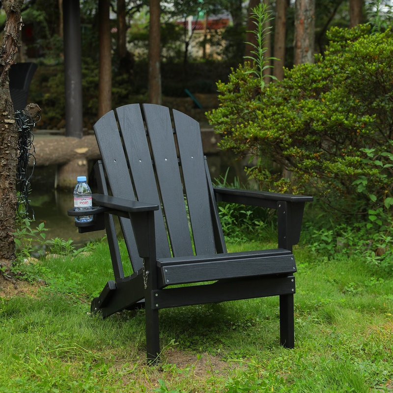 Adirondack Chair Wood - Black HDPE Folding Adirondack Chair with