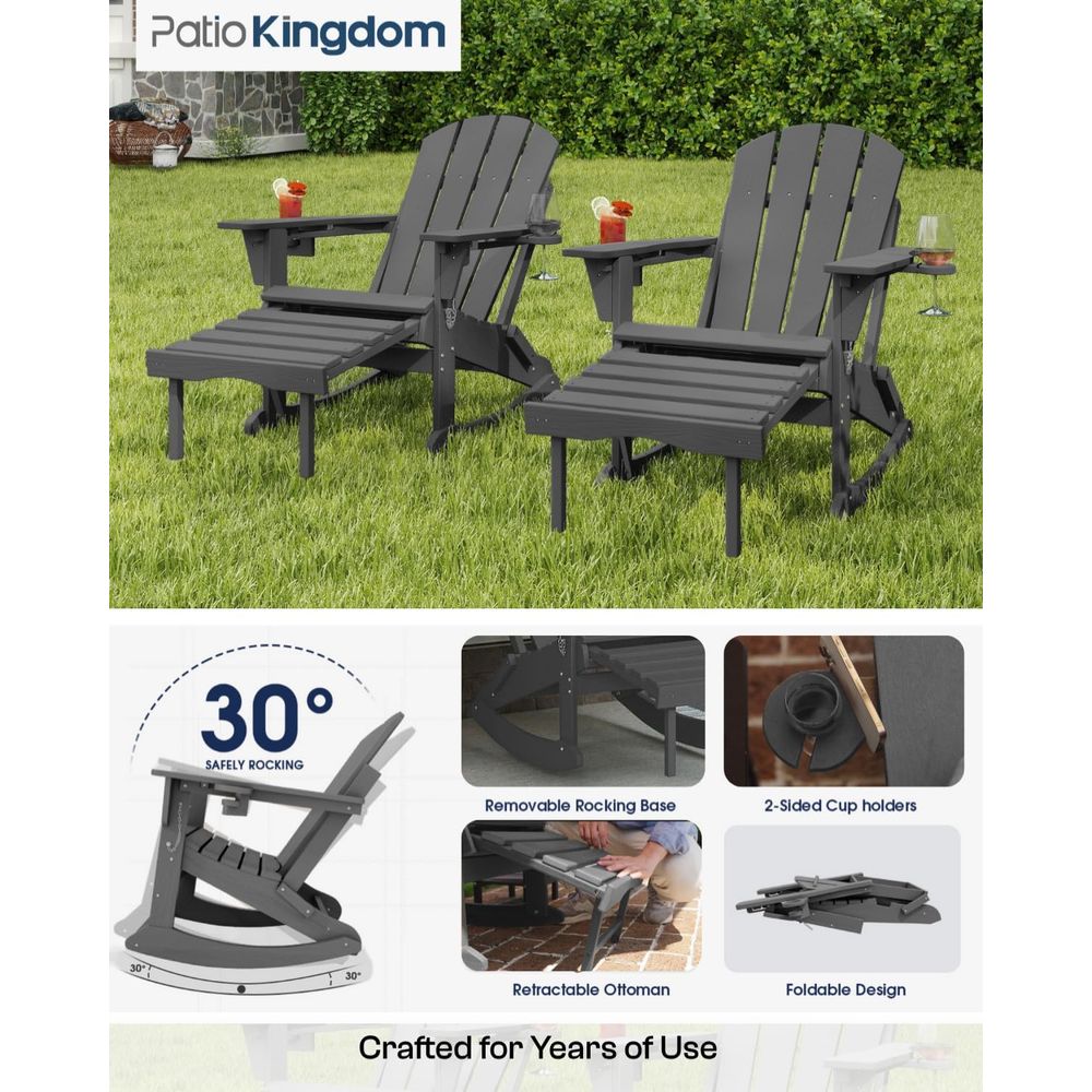 Gray Weatherproof HDPE Outdoor - Adirondack Chair Wood incelemesi ve fiyatı