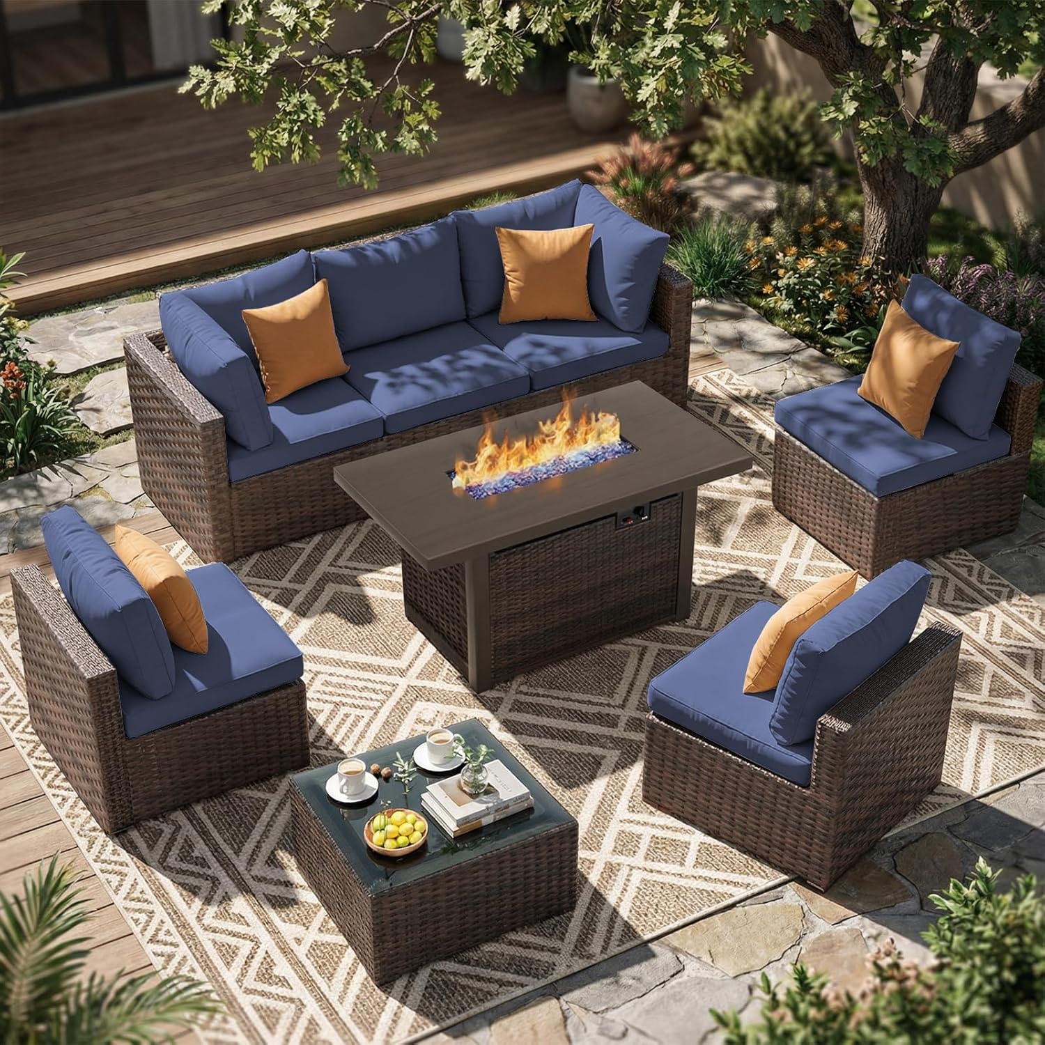 8 Pieces Patio Furniture Sets  - Outdoor Furniture With Fire Pit incelemesi ve fiyatı