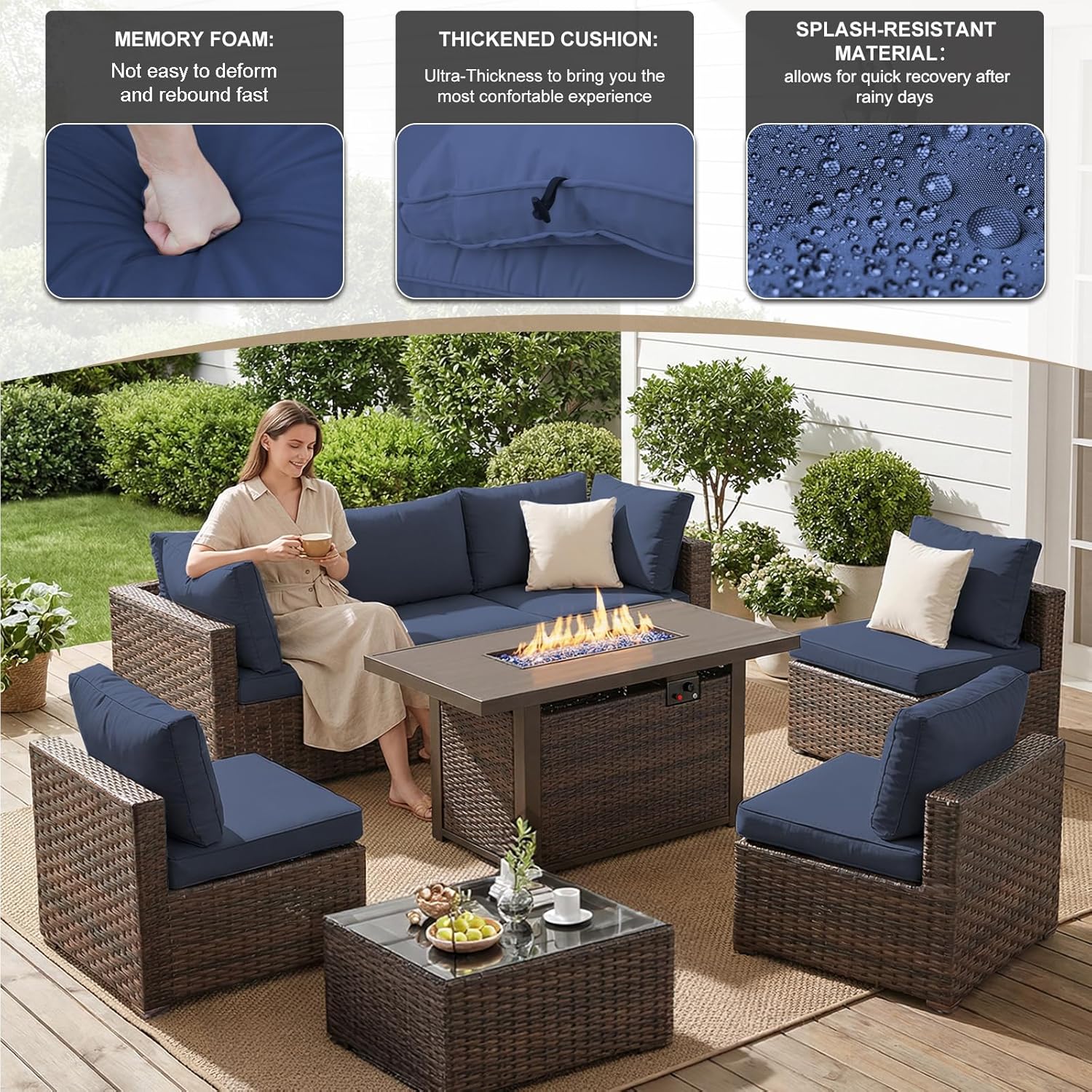 8 Pieces Patio Furniture Sets  - Outdoor Furniture With Fire Pit incelemesi ve fiyatı