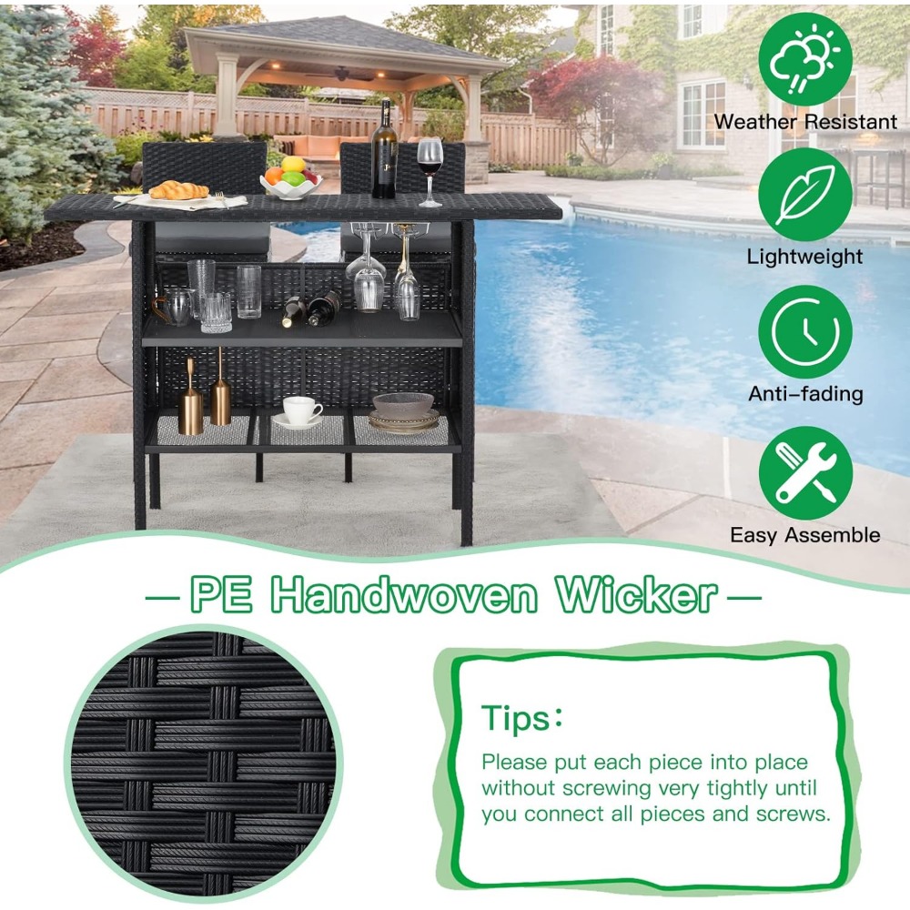 Outdoor Patio Wicker Bar Count - Outdoor Furniture With Fire Pit incelemesi ve fiyatı
