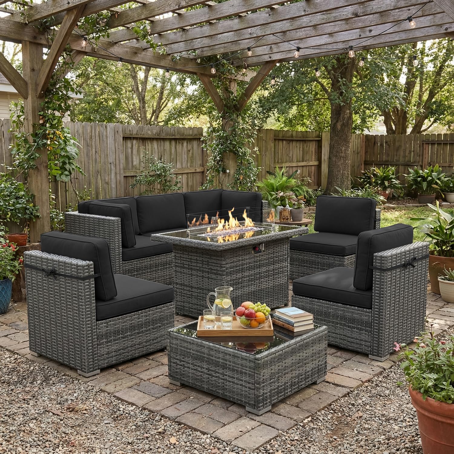 8 Piece Patio Furniture Set wi - Outdoor Furniture With Fire Pit incelemesi ve fiyatı