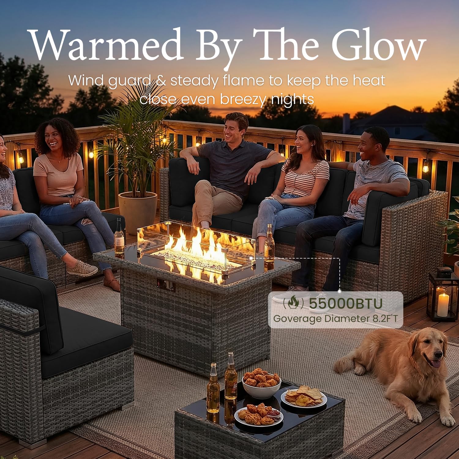 8 Piece Patio Furniture Set wi - Outdoor Furniture With Fire Pit incelemesi ve fiyatı