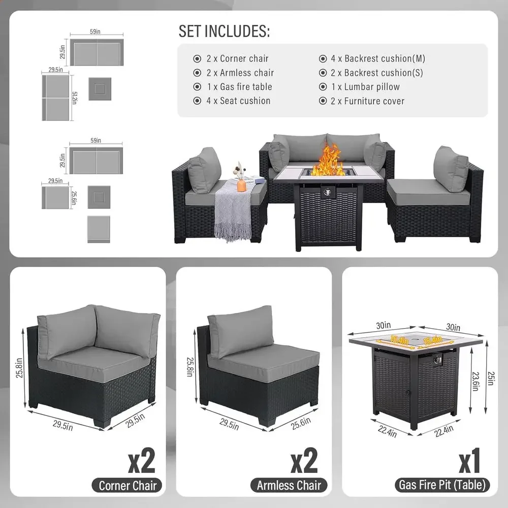 5-Piece Outdoor Patio Furnitur - Outdoor Furniture With Fire Pit incelemesi ve fiyatı