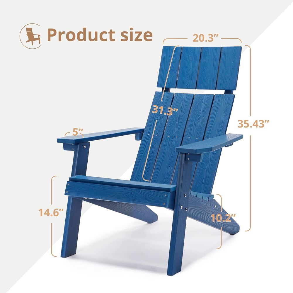 Set of 2 Navy Blue High-Back W - Adirondack Chair Wood incelemesi ve fiyatı