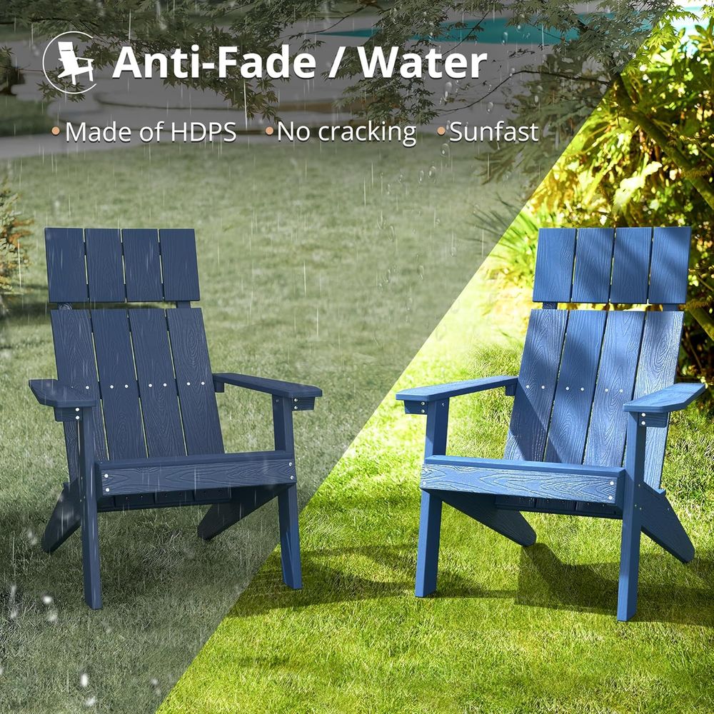 Set of 2 Navy Blue High-Back W - Adirondack Chair Wood incelemesi ve fiyatı