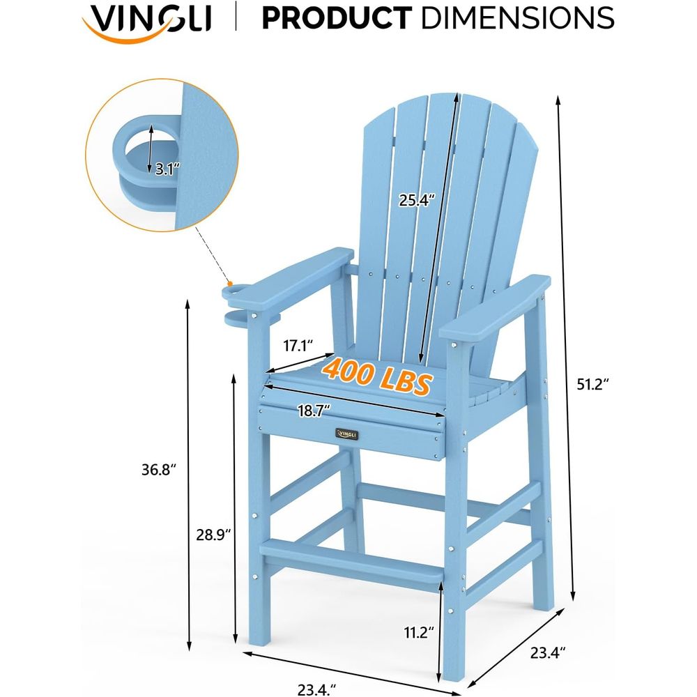 Set of 2 Durable Weather-Resis - Adirondack Chair Wood incelemesi ve fiyatı