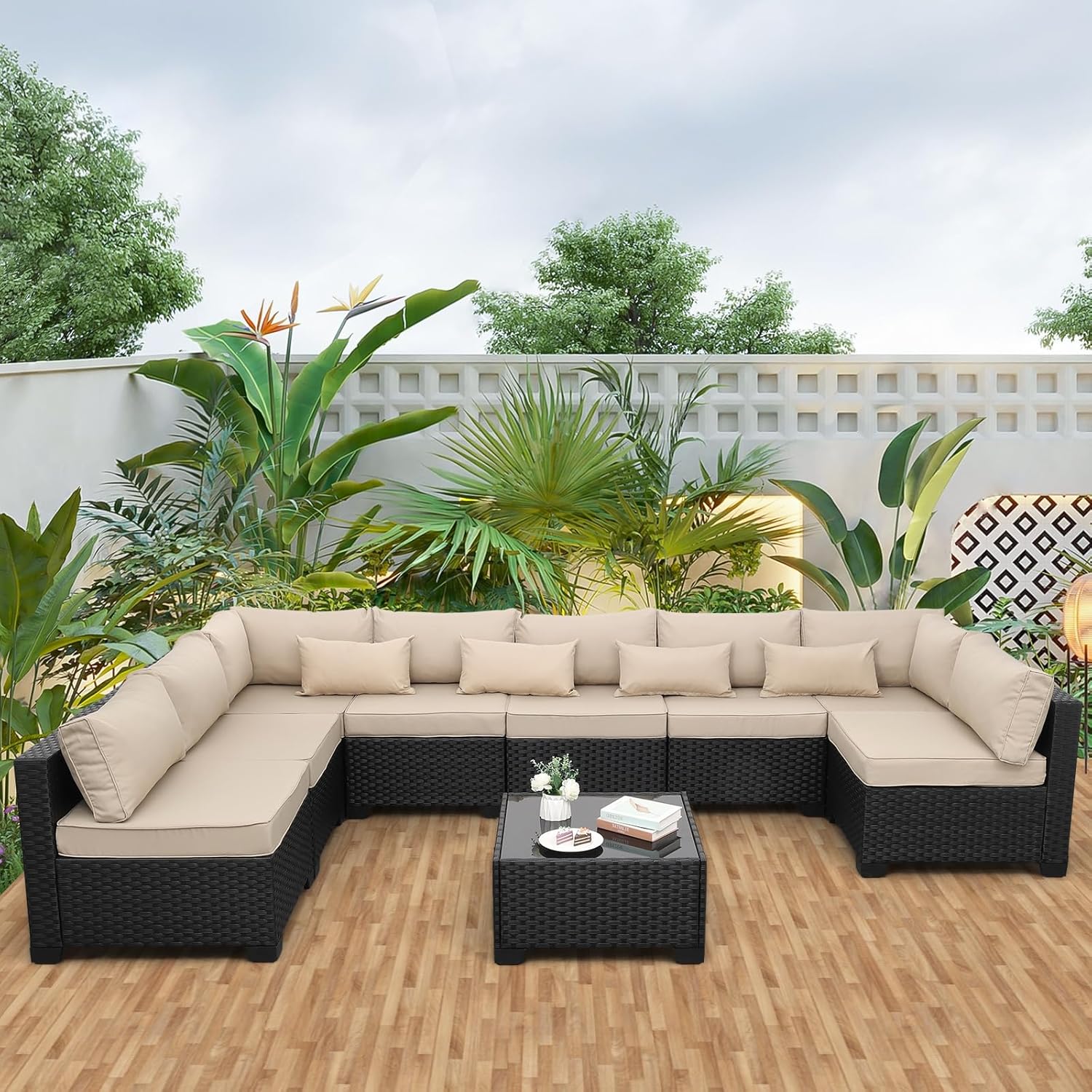 9 Pieces Outdoor Sectional All - Outdoor Furniture With Fire Pit incelemesi ve fiyatı