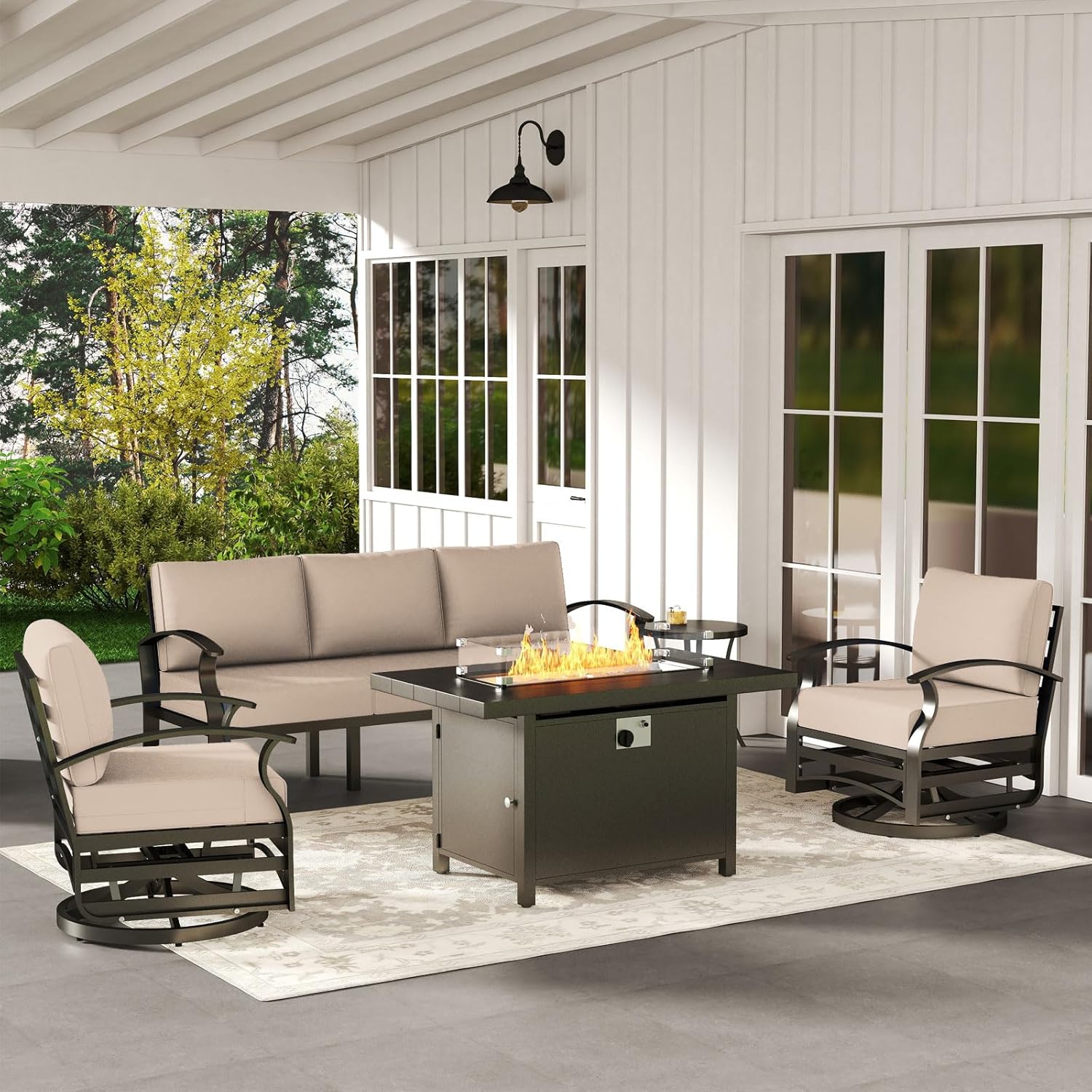 5-seat Aluminum Patio Sectiona - Outdoor Furniture With Fire Pit incelemesi ve fiyatı
