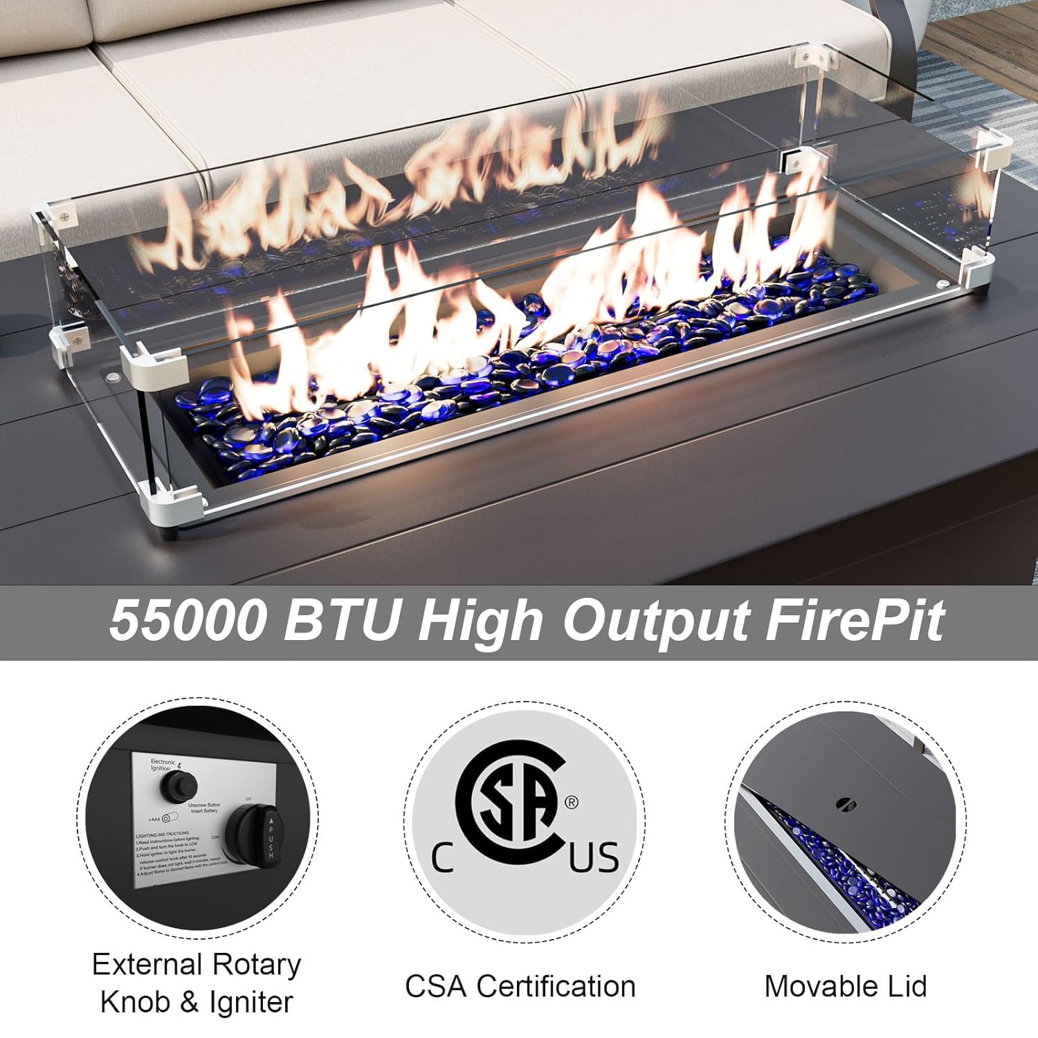 5-seat Aluminum Patio Sectiona - Outdoor Furniture With Fire Pit incelemesi ve fiyatı