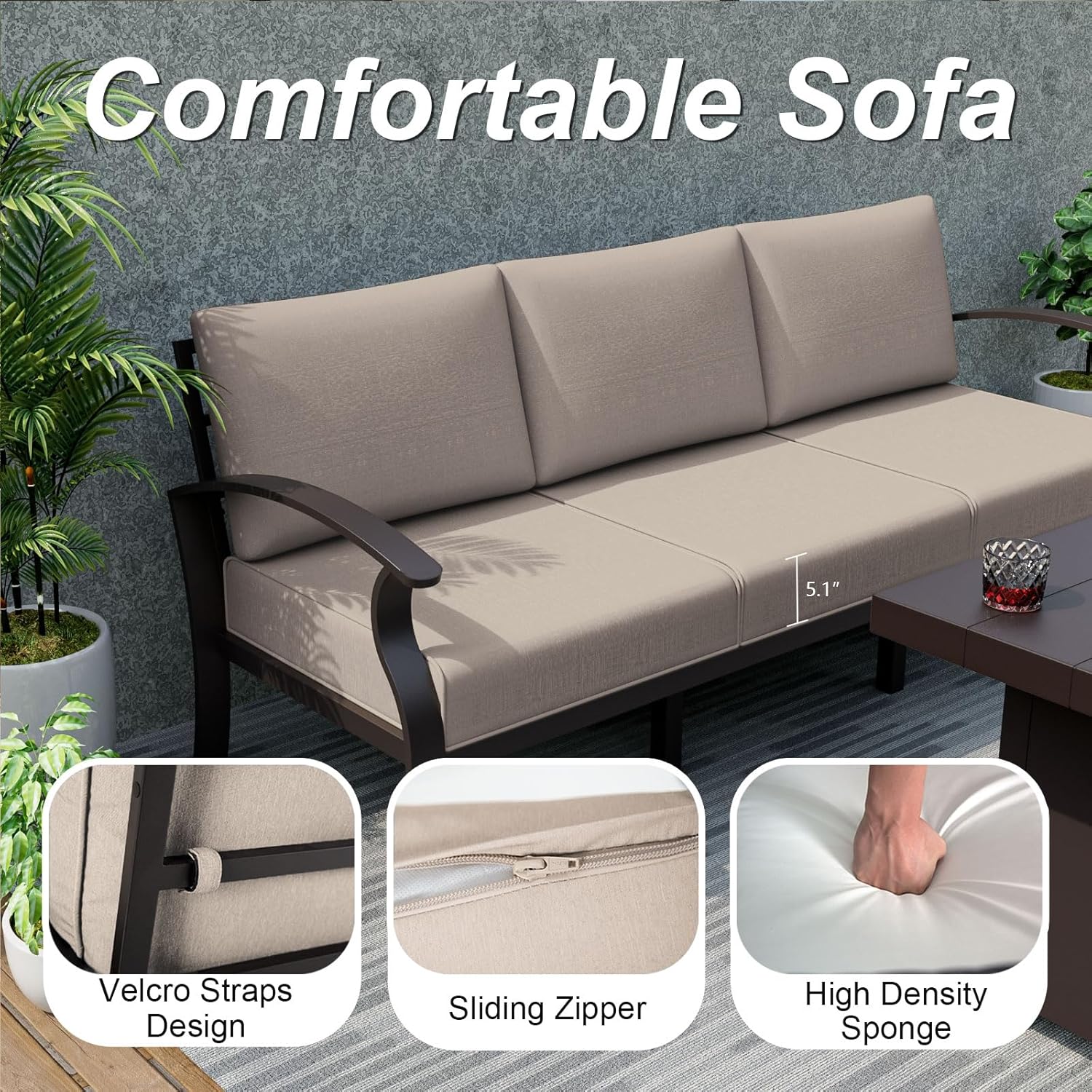 5-seat Aluminum Patio Sectiona - Outdoor Furniture With Fire Pit incelemesi ve fiyatı