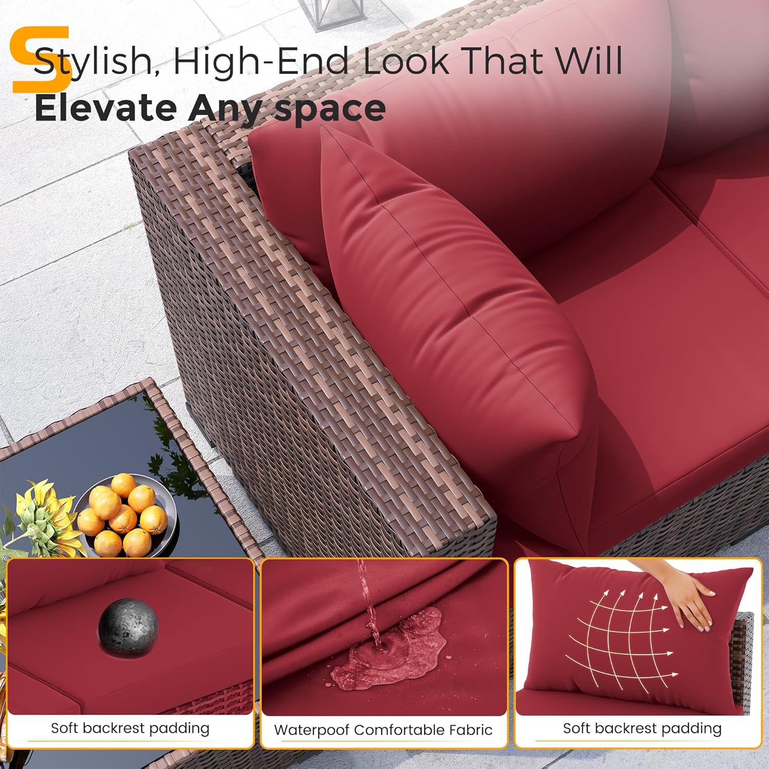 8pc All-Weather Wicker Section - Outdoor Furniture With Fire Pit incelemesi ve fiyatı