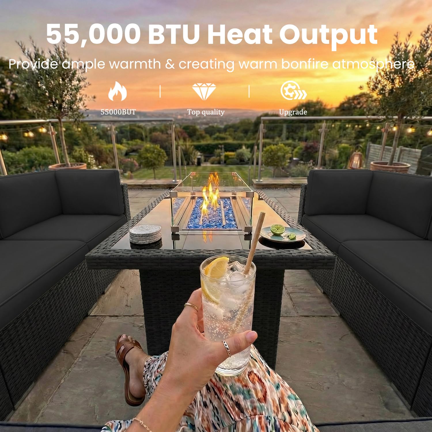 8 Pieces Patio Furniture Set w - Outdoor Furniture With Fire Pit incelemesi ve fiyatı