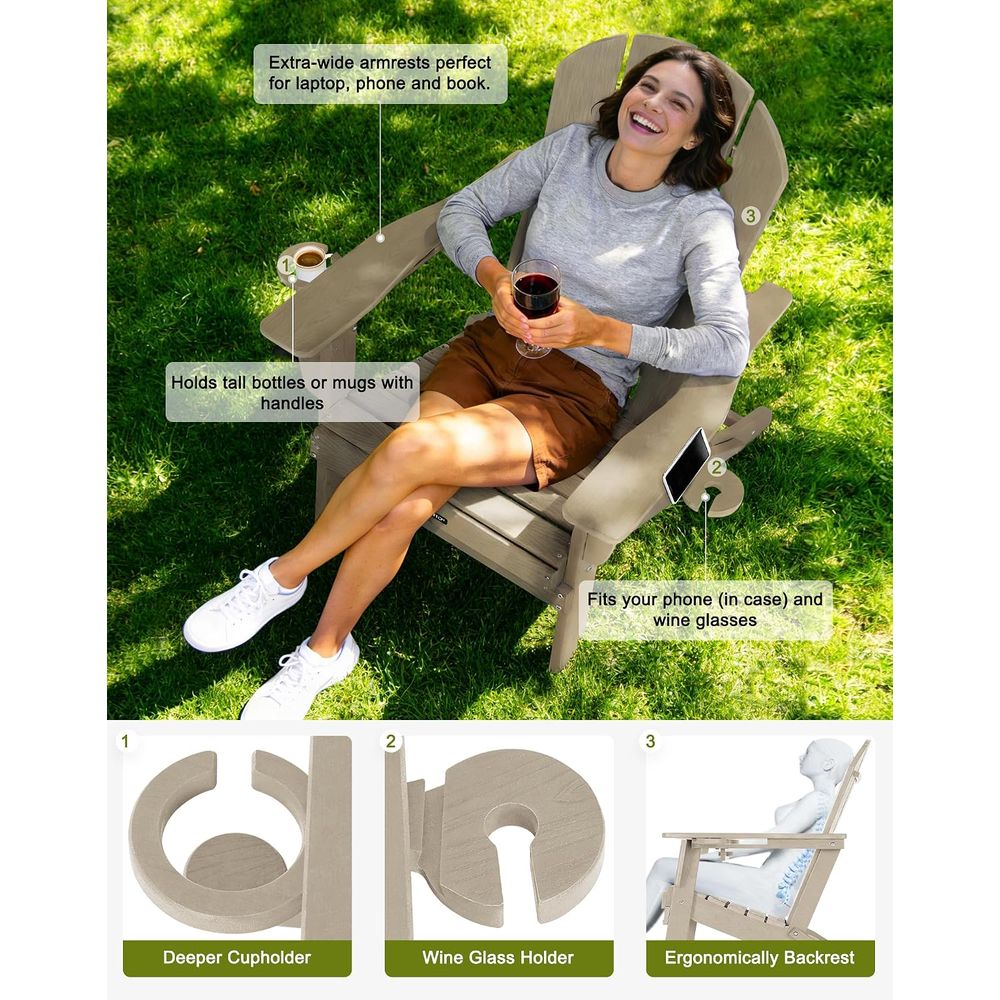 Weather-Resistant Dual Cup Hol - Adirondack Chair Wood incelemesi ve fiyatı