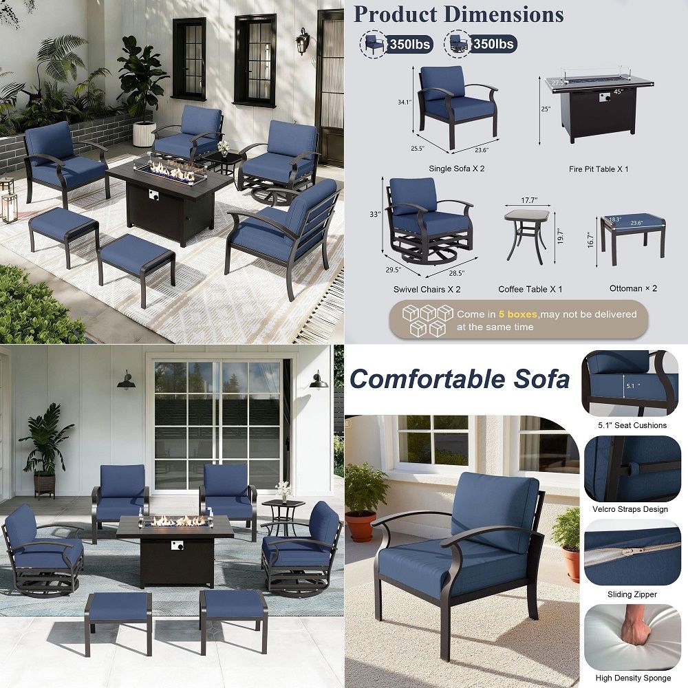 Aluminum Patio Furniture Set w - Outdoor Furniture With Fire Pit incelemesi ve fiyatı