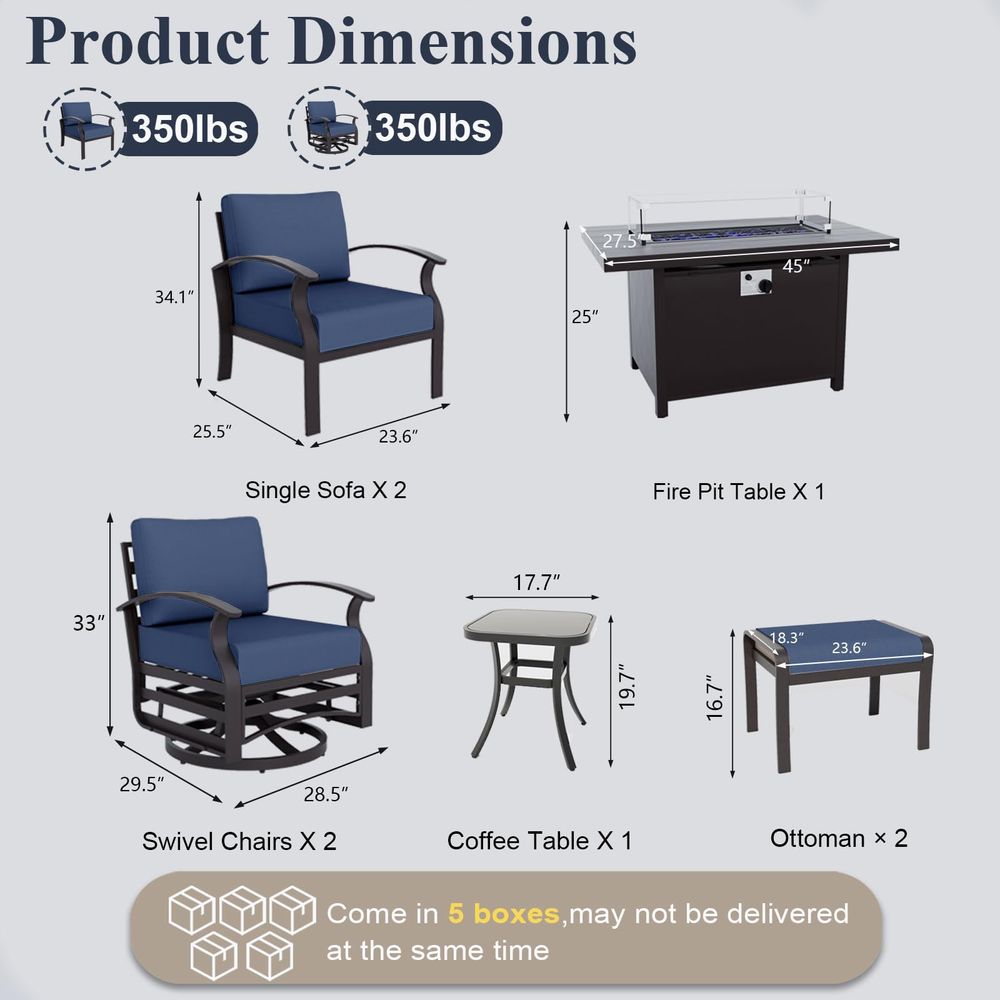 Aluminum Patio Furniture Set w - Outdoor Furniture With Fire Pit incelemesi ve fiyatı