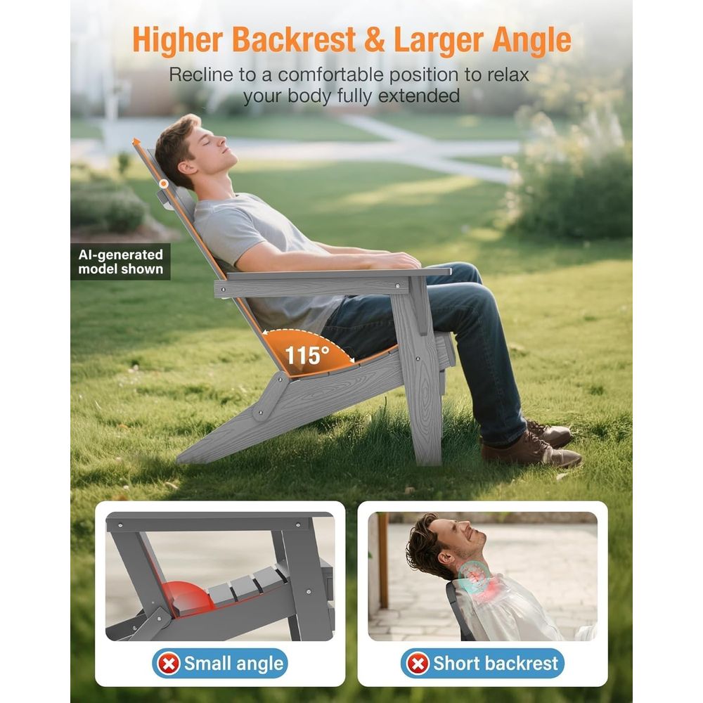 Set of 2 Oversized Plastic Adi - Adirondack Chair Wood incelemesi ve fiyatı