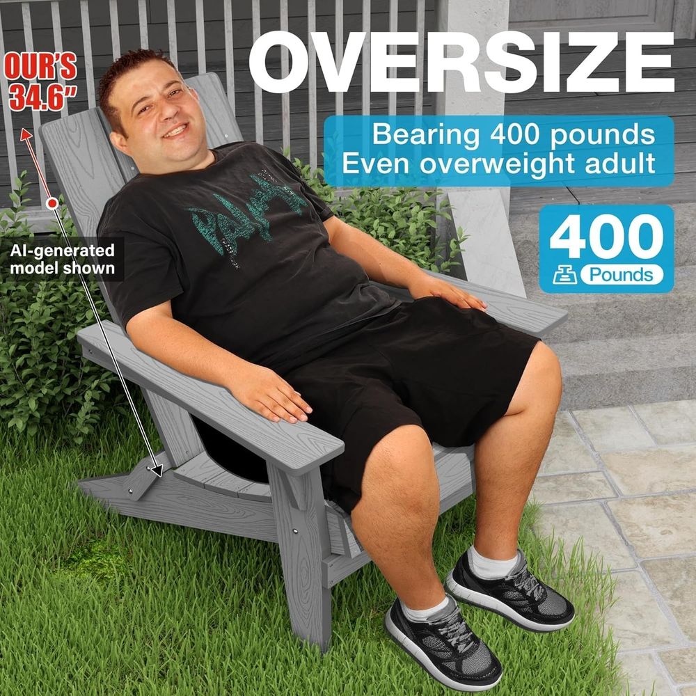 Set of 2 Oversized Plastic Adi - Adirondack Chair Wood incelemesi ve fiyatı