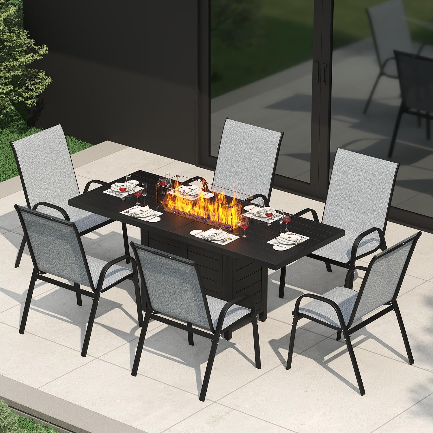 7 Pieces Patio Furniture Set w - Outdoor Furniture With Fire Pit incelemesi ve fiyatı