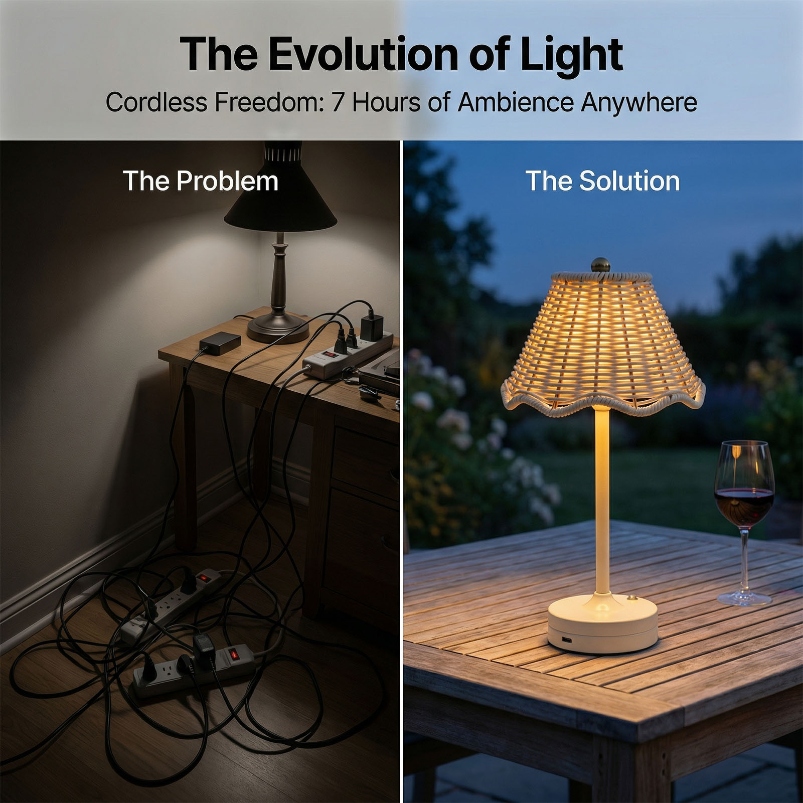 LED Vintage Rattan Table Lamp  - Outdoor Furniture Sale incelemesi ve fiyatı
