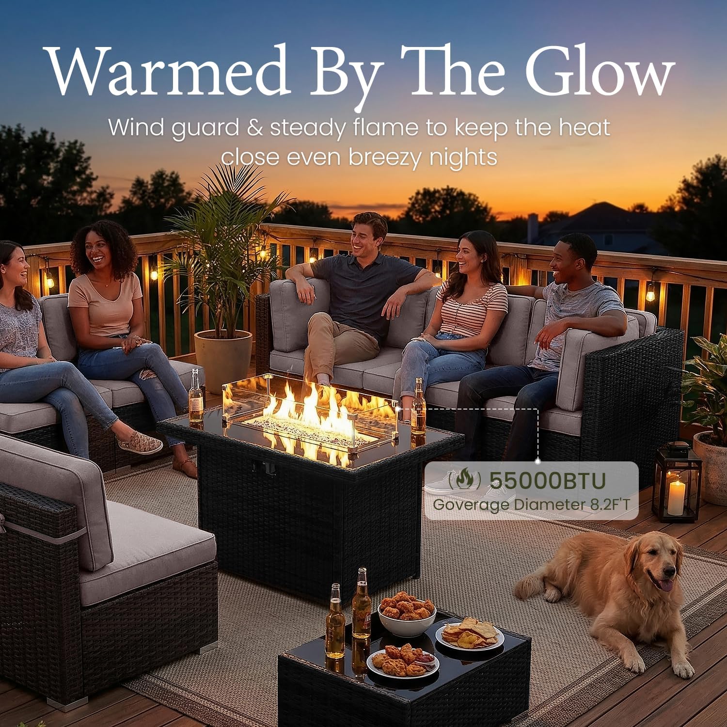 15 Piece Patio Furniture Set w - Outdoor Furniture With Fire Pit incelemesi ve fiyatı