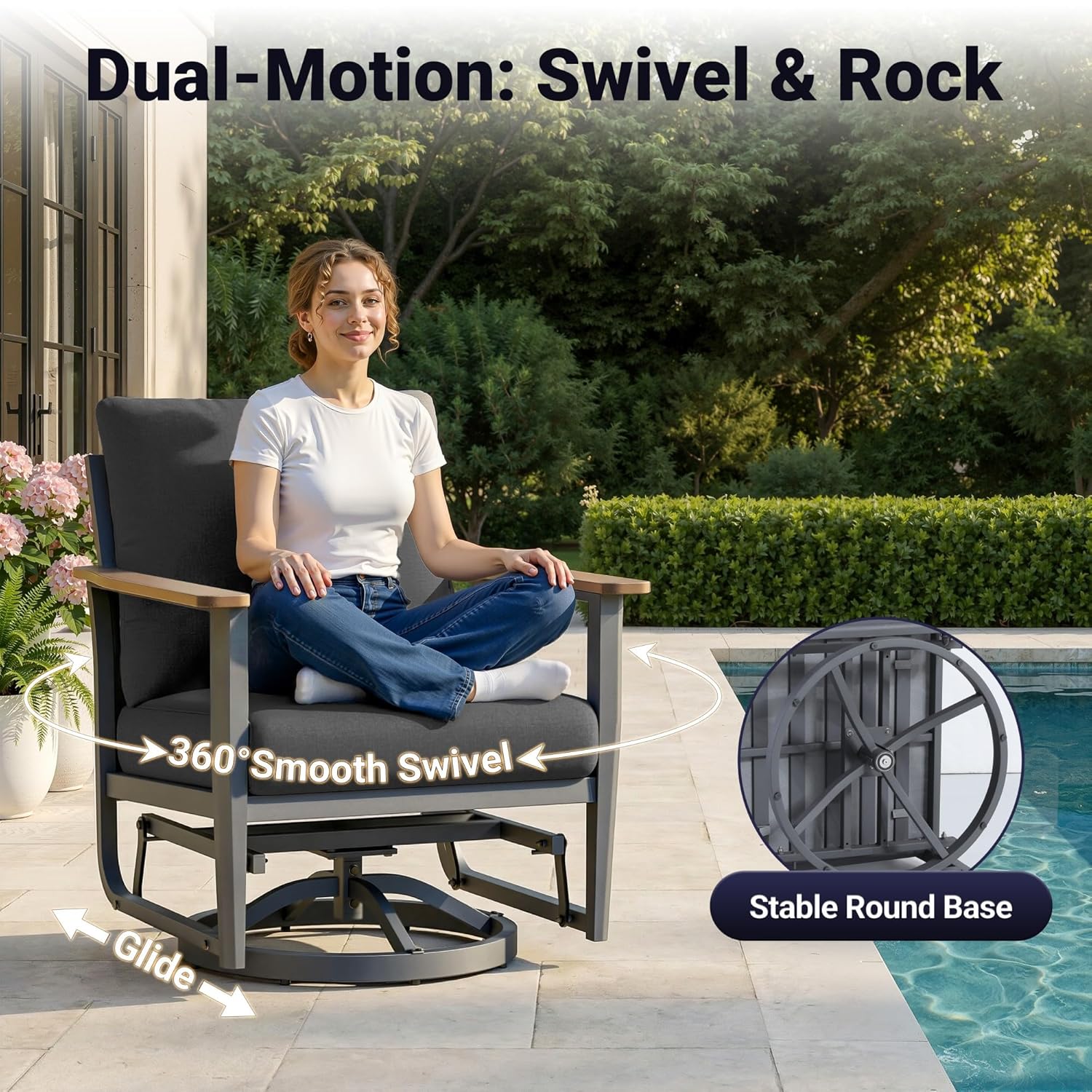5pc Aluminum Patio Set Swivel  - Outdoor Furniture With Fire Pit incelemesi ve fiyatı