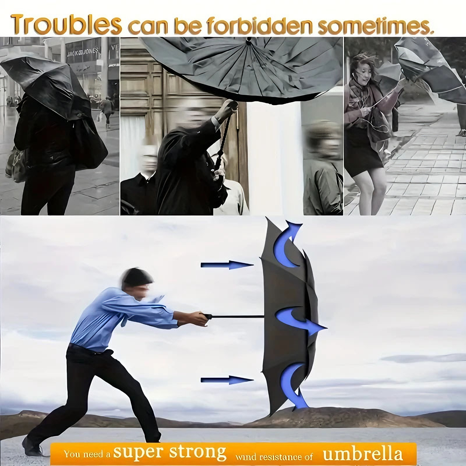 Double Strong Wind Resistant U - Parasol Umbrella Large incelemesi ve fiyatı