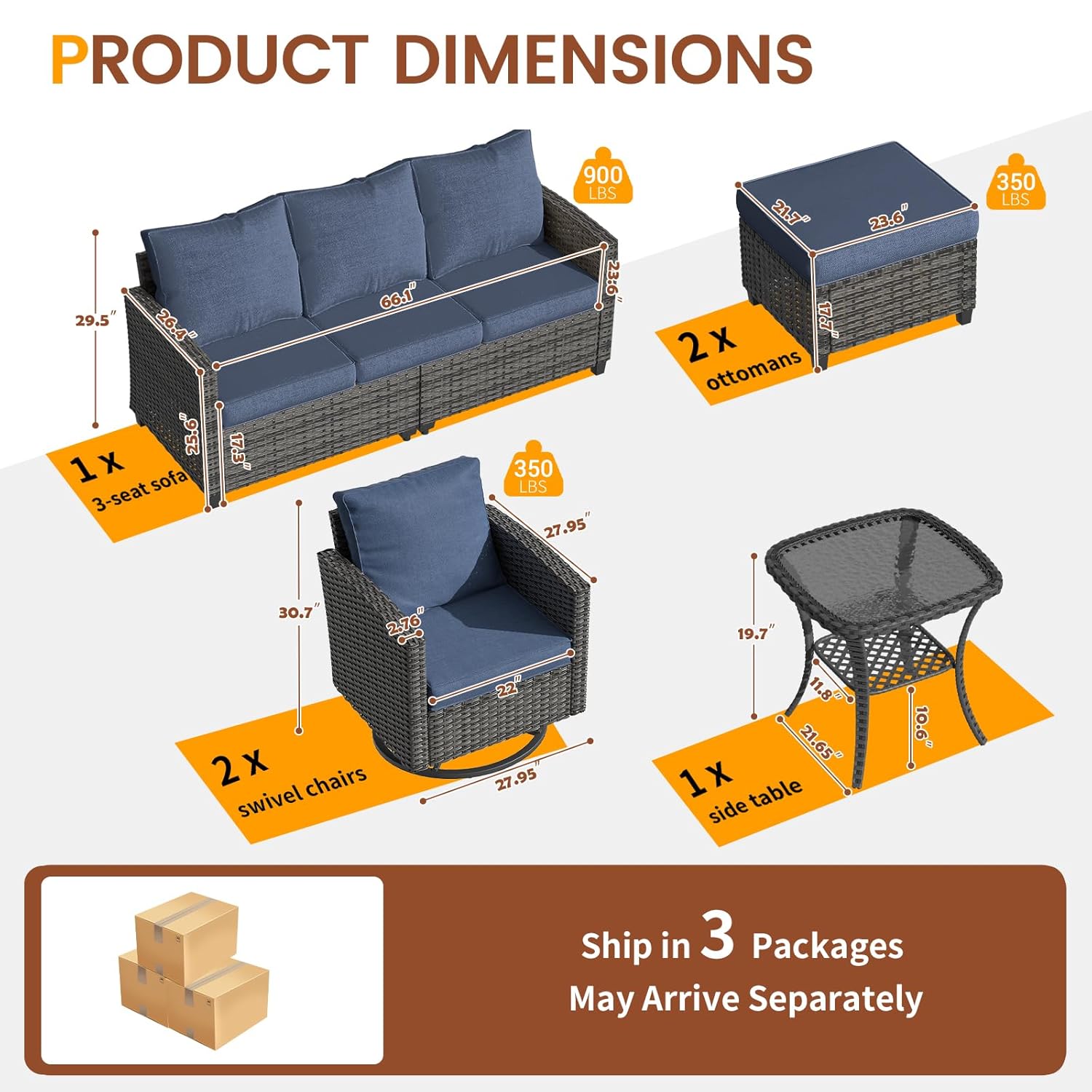6pc Gray PE Rattan Sectional S - Outdoor Furniture With Fire Pit incelemesi ve fiyatı