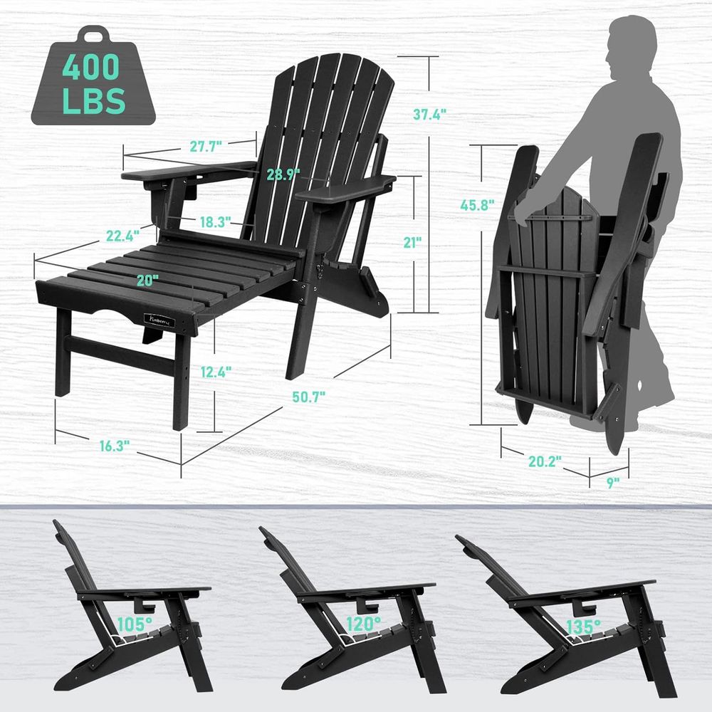 Set of 2 Adjustable Outdoor Ad - Adirondack Chair Wood incelemesi ve fiyatı