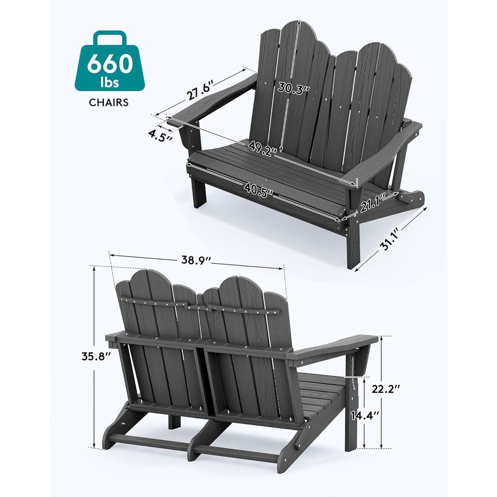 All-Weather HDPE Loveseat and  - Adirondack Chair Wood incelemesi ve fiyatı