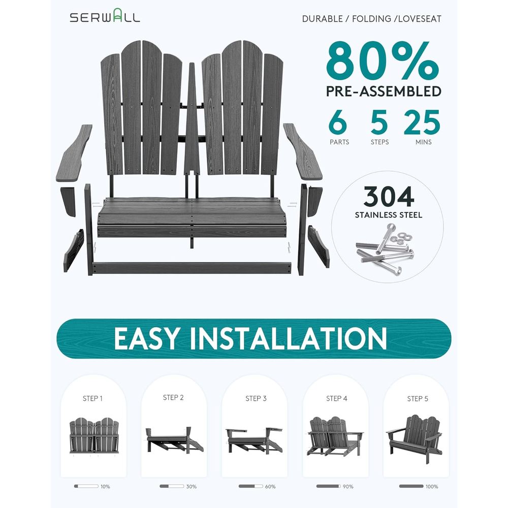All-Weather HDPE Loveseat and  - Adirondack Chair Wood incelemesi ve fiyatı