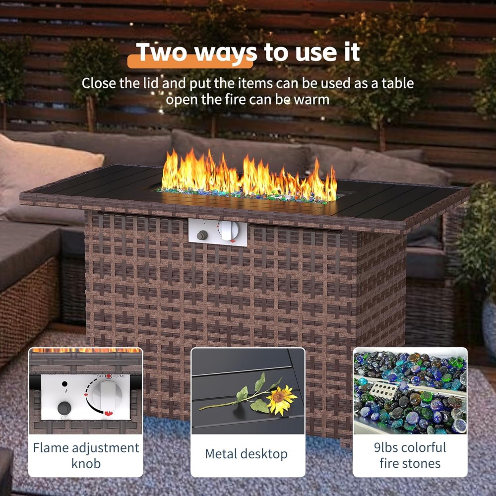 Sectional Sofa Set with Fire P - Outdoor Furniture With Fire Pit incelemesi ve fiyatı