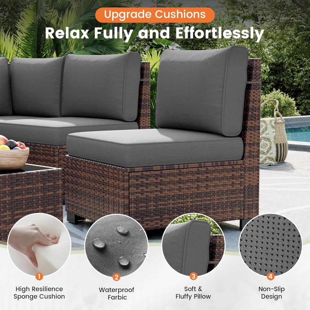 Sectional Sofa Set with Fire P - Outdoor Furniture With Fire Pit incelemesi ve fiyatı