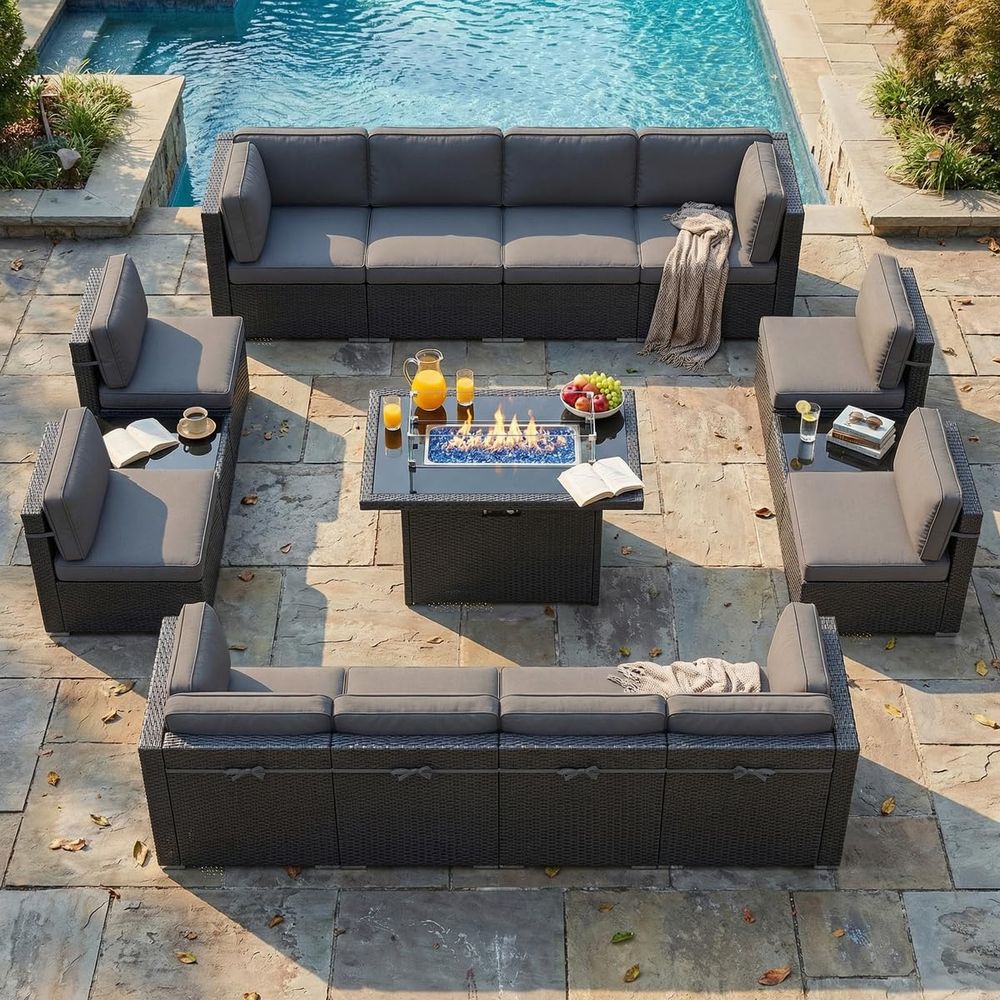 15 Piece Patio Furniture Set w - Outdoor Furniture With Fire Pit incelemesi ve fiyatı